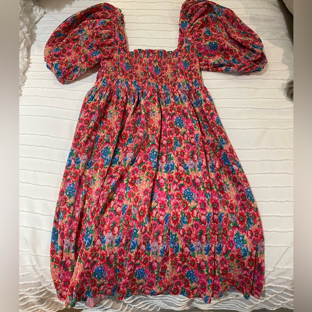 Zara square neck mini floral print dress